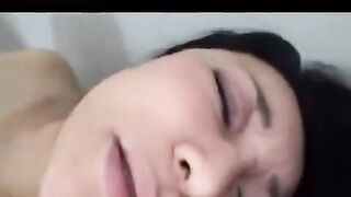 Fingered Japanese mature dude with hairy BBW hole