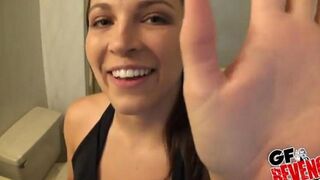 Beautiful woman has sex in the bathroom with a young guy