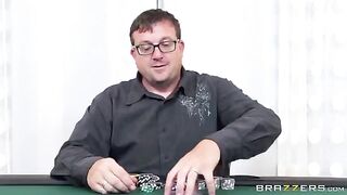 He lost to his girlfriend in cards, so he had to pay with his dick