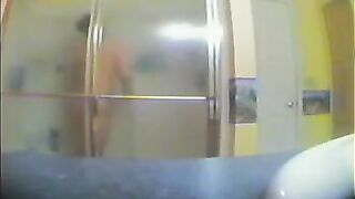 A girl took a shower not knowing there was a camera