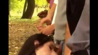 Group rape of four girls with anal sex right on the street