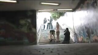 The girl was diluted and roughly fucked on the transition