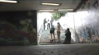The girl was diluted and roughly fucked on the transition