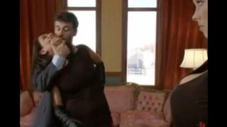 The husband punishes his wife and maids for disobedience in a rough BDSM scene