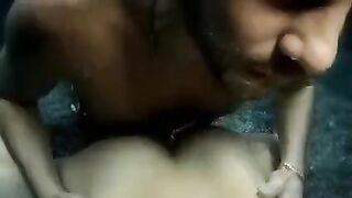 A hot beauty has sex with a guy underwater in the pool