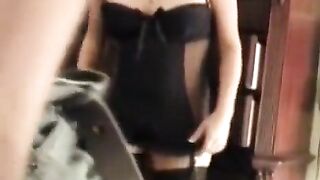 A hot brunette in a corset gets fucked by her husband