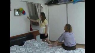 A hot guy fucked the cleaner at the hotel, pulling off her panties