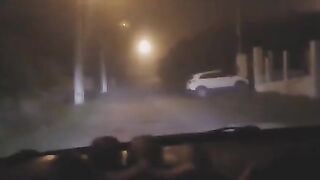 A sexy woman was exercising outdoors when a strange encounter occurred