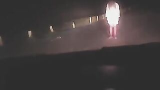 A sexy woman was exercising outdoors when a strange encounter occurred