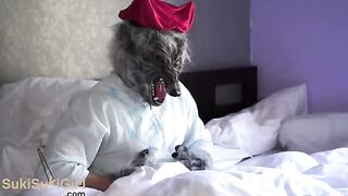 A petite naughty girl in a red dress gets passionately fucked by a passionate man