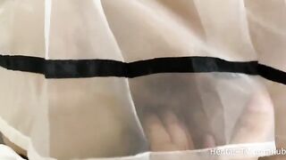Amateur schoolgirl Cosplay fucks like a slut, using her feet for footjob action