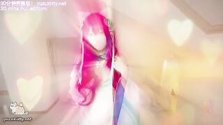 The nine-tailed fox Ahri extracts essence from a mystery box in a sensual, hardcore scene
