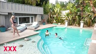 Two college students Blake and Ricky have fun by the pool