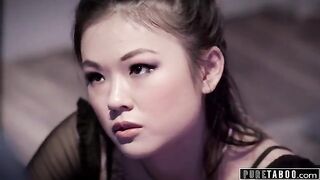 Skinny Asian teen Lulu Chu seduced and fucked her stepdad's best friend at his wake