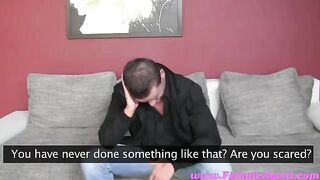 The girl made the guy do blowjob at the casting couch