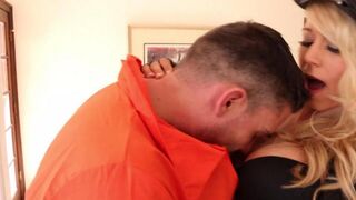 A criminal tried to escape but was caught and fucked by a cop