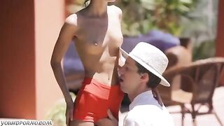 A cute Russian girl has sex with her young man