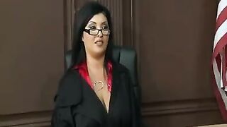 Hot mature woman in uniform takes off her underwear and shows her boobs