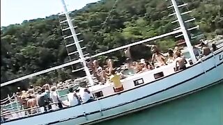 A yacht is the place for a group sex party