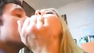 A blondie is not shy to have sex with a couple of rich men