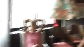 The man peeps under the skirt and fucks a slut