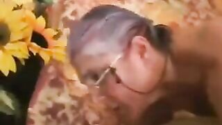 The man fucked in black stockings a gray old woman who was not shy