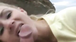 A girl got a dessert from sperm on her face