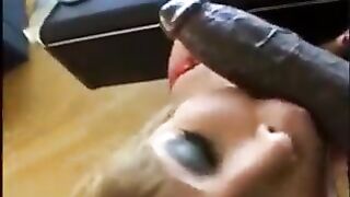 A black guy with a huge dick fucks two sluts in a threesome