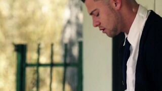 The teacher punished the student by pulling her panties with his disk