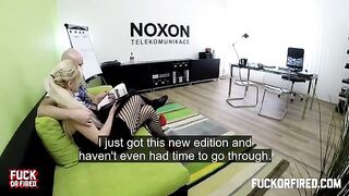 Sex at work is done correctly, especially with a busty blonde secretary