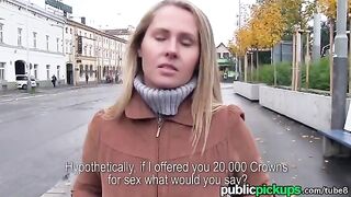 A hot blonde chick agreed to have sex for a new sofa