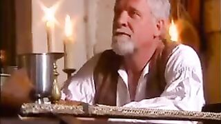 Girl in medieval clothes has sex with a guy