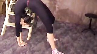 A beautiful gymnast has excellent stretching skills, but she cannot fulfill all the tasks assigned to her