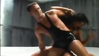 The fight ended with oily sex of beautiful brunette