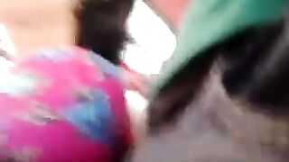 A man has a riser and caresses girls on the bus