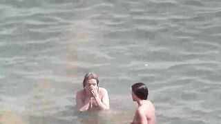 Bathing in the sea without any clothes is very exciting