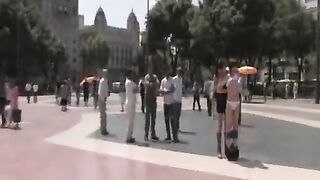 Group sex in the public area with young and sexy participants