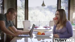 Natasha Niis fucks with her husband right after breakfast in the bedroom