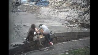 The photographer caught a girl for sex on the city streets - 18+