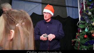 A crowd of old people fucked beautiful Snow Maiden
