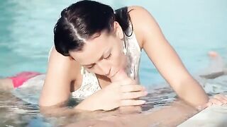 A young Russian beauty has sex right in the pool