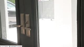 A very thin guy penetrated a juicy brunette ass