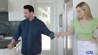 A dad is having fun with a sorority girl in an intimate setting