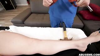 A cute girl experiences a rough massage with intense pleasure