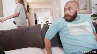 A man watches as his GF fucks with another guy, getting a creampie