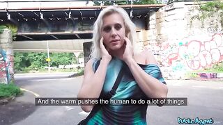 Blonde mature gets fucked right on the city streets
