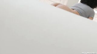 Spying on the Latina roommate with a bubble butt doing yoga - HD quality