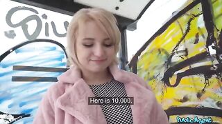 Young blondie student got fucked in the basement for cash