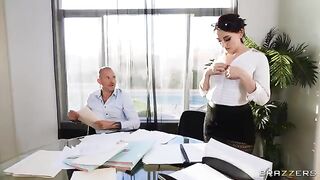 Two coworkers are having fun with their boss in this hot video