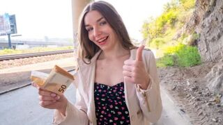 Outdoor sex with shy girl for money (POV)